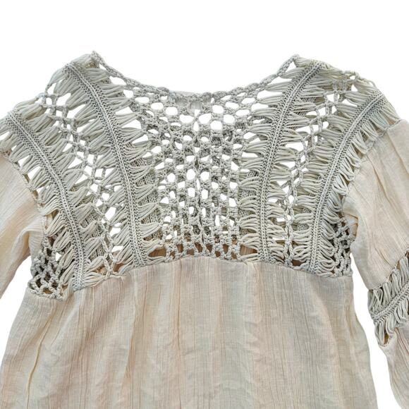 Listicle Boho Top Small Cream Neutral Bell Sleeves - Picture 13 of 13